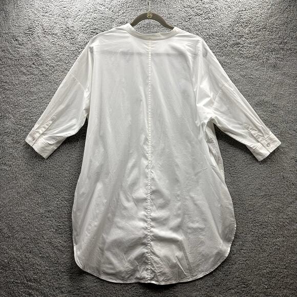 Eileen Fisher XL Cotton Spandex Crisp White Shirt Button Up 3/4 Sleeves Casual - Picture 6 of 8